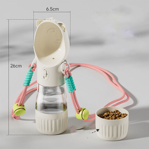 2-in-1 Portable Pet Water Bottle & Food Container – Leakproof, for Dogs & Cats