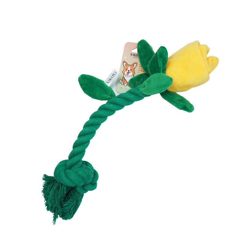 Rose Rope Dog Toy with Crinkle Sound