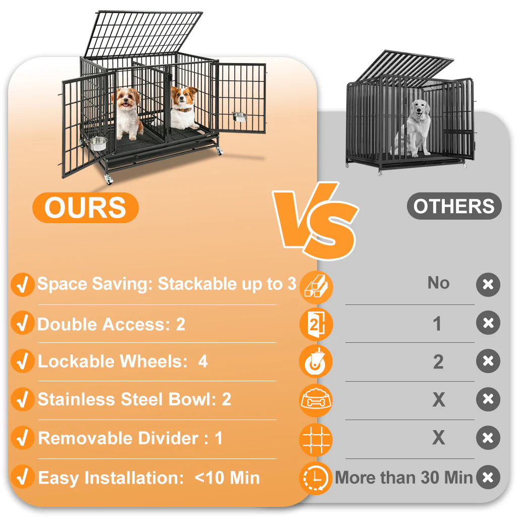 42" Stackable Dog Crate 43T+WHLP02