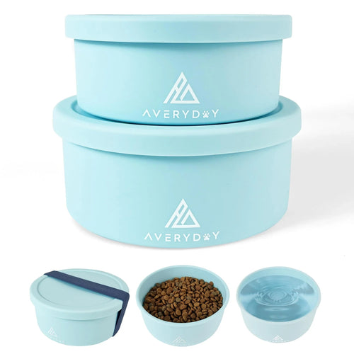 2-in-1 Portable Travel Pet Bowls | Leakproof with Lids 50 oz | Food & Water