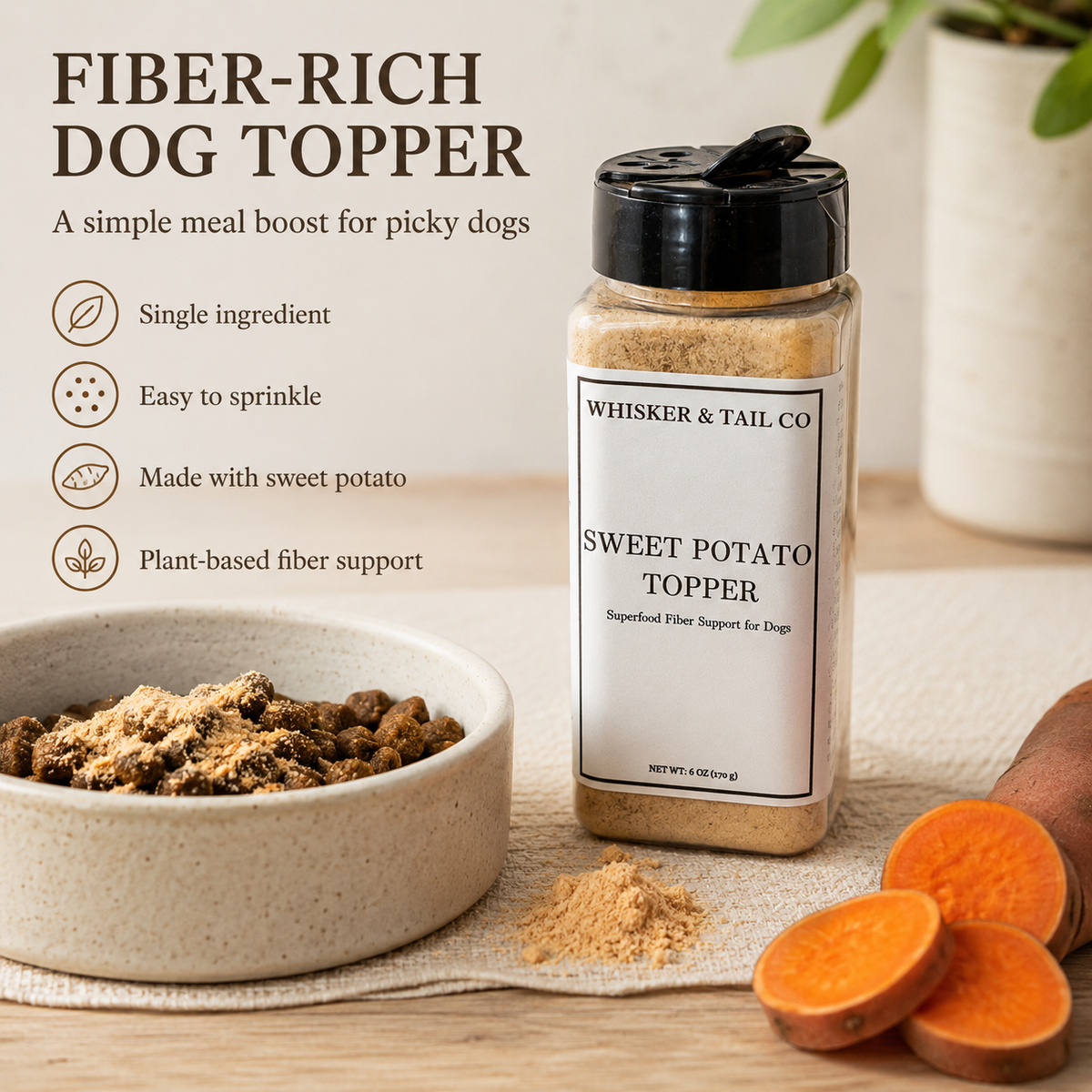 Sweet Potato Topper for Dogs | Fiber-Rich Food Booster