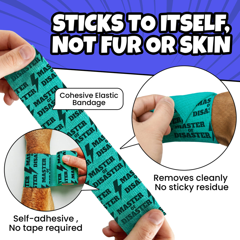 Oops Wraps™ Non-Stick Self-Adhesive Dog Bandage Wrap – Funny Sayings, 12-Pack, 2” × 5 yds