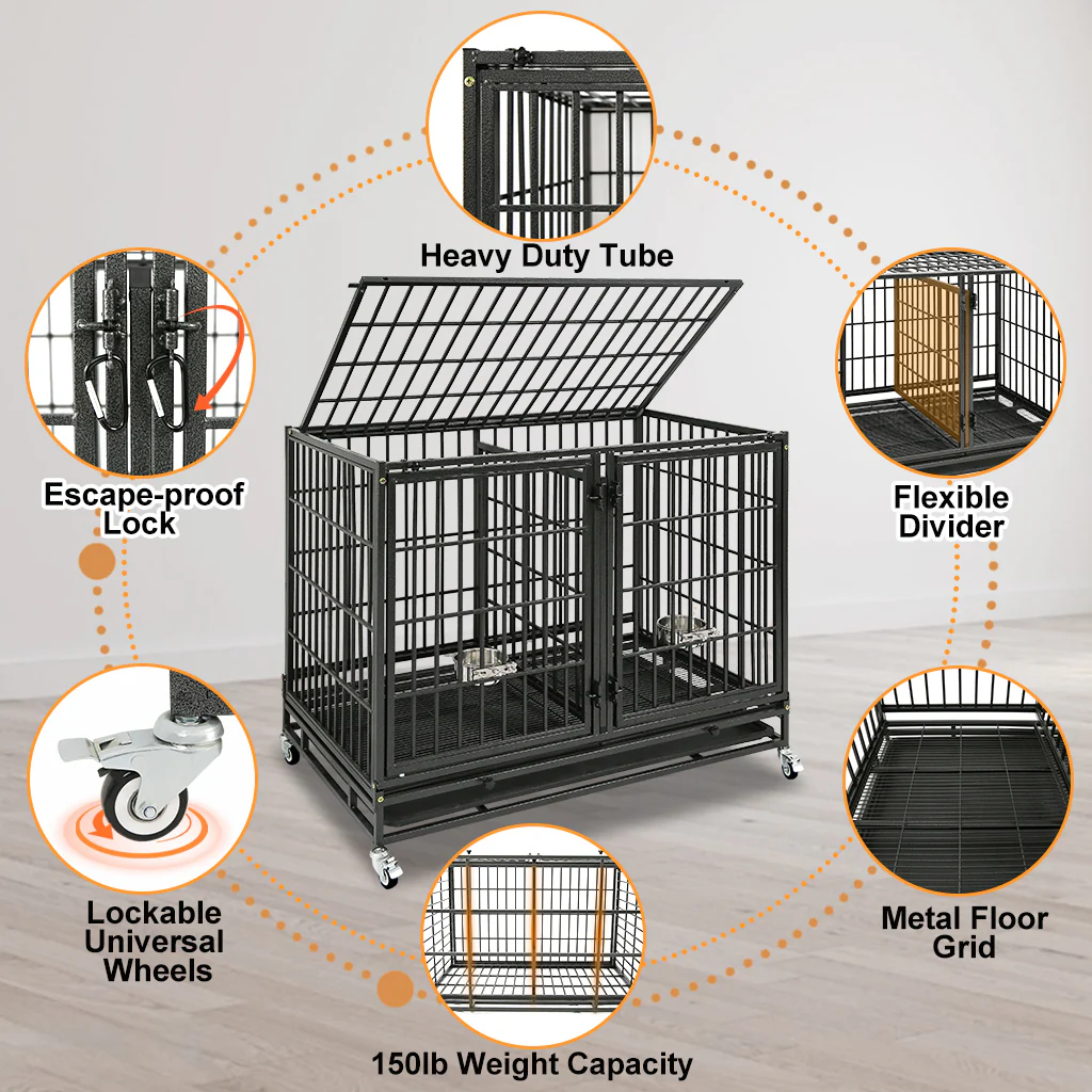 42" Stackable Dog Crate 43S+WHLP02