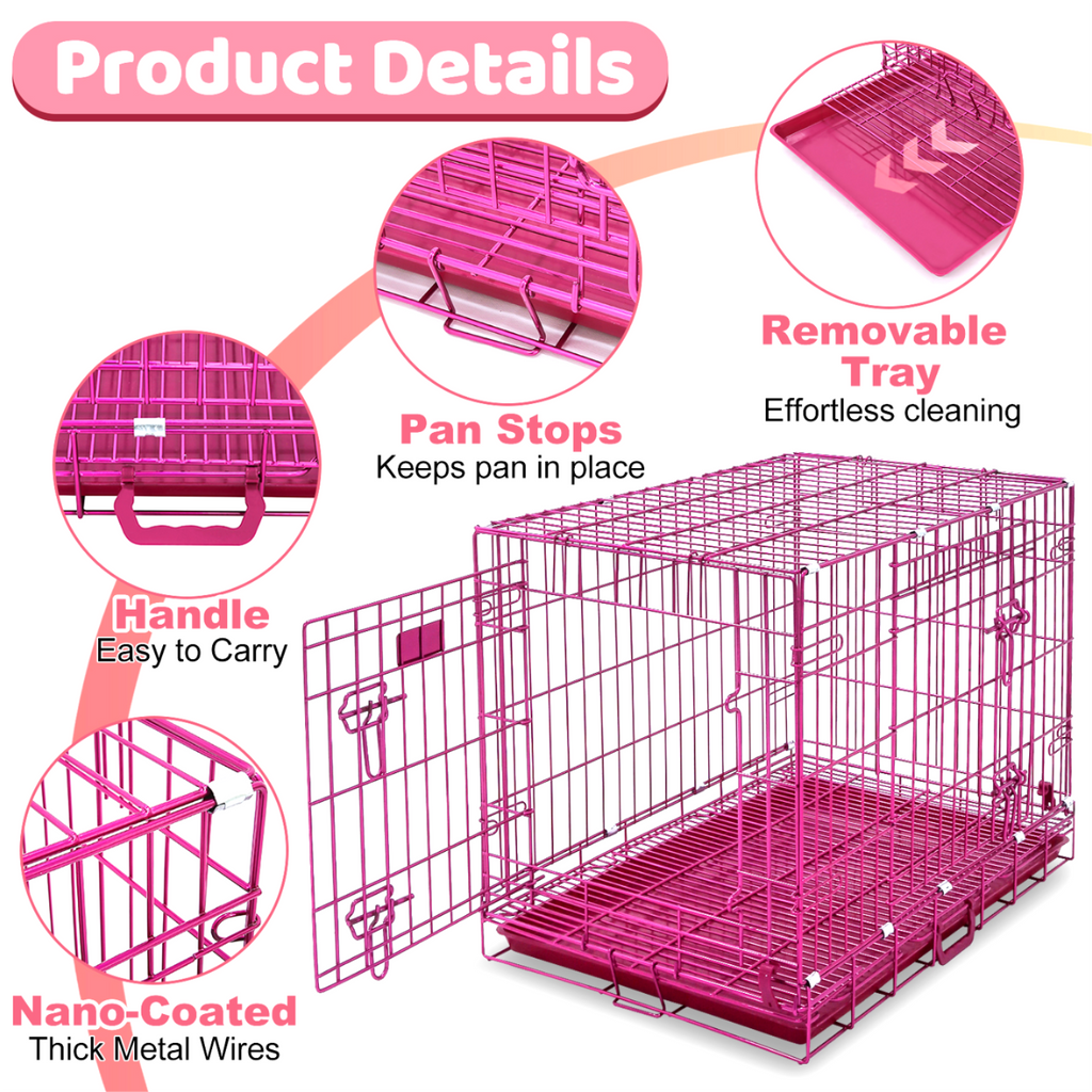 24-42" Pink Wire Dog Crate RED24-42