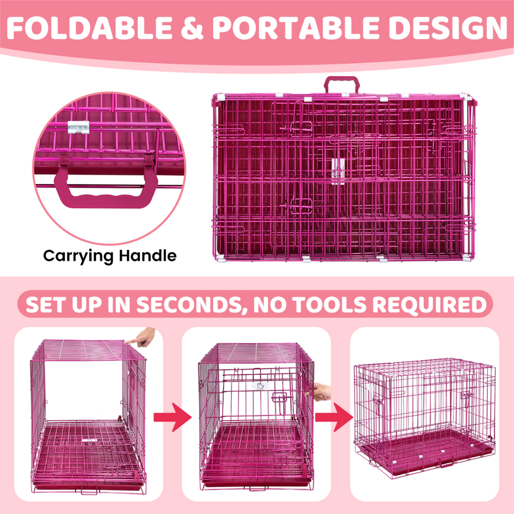 24-42" Pink Wire Dog Crate RED24-42