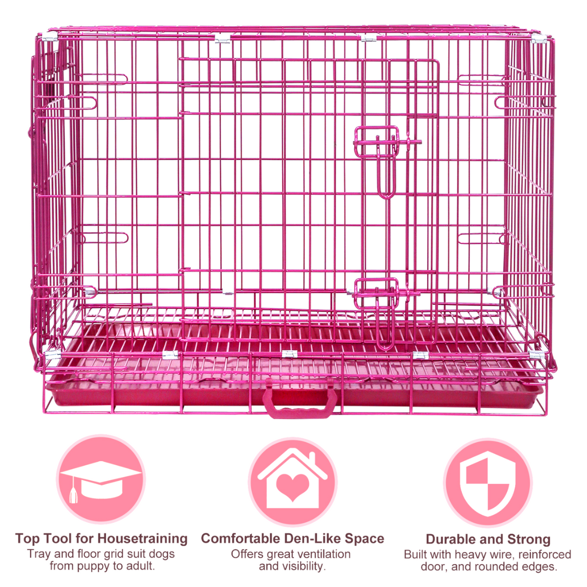 24-42" Pink Wire Dog Crate RED24-42