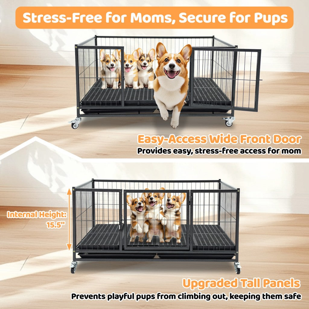 42" Stackable Dog Crate 43S+WHLP02